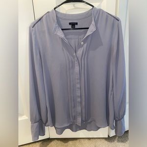 Ann Taylor Light Grey Long Sleeve Blouse size M